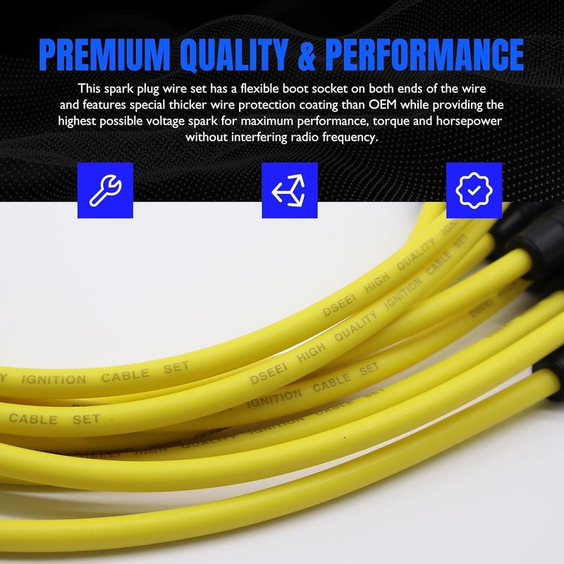 OXCANO 9718Q Ignition Spark Plug Wires Set of 9 Compatible with Cadillac Escalade, Chevrolet C1500 Pickup, C1500 Suburban, GMC C1500 C2500 Pickup, C1500 Suburban, C2500 Suburban, C3500 Pickup, Isuzu - Image 4